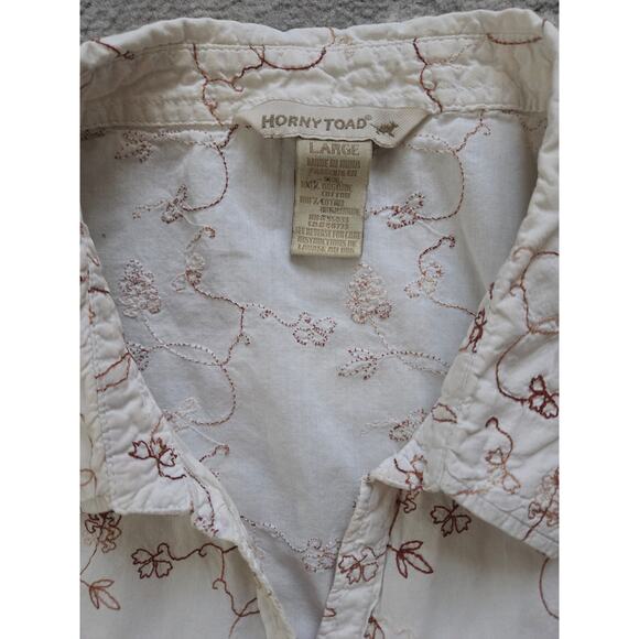 Horny Toad Organic Cotton Embroidered Button Down Large Boho Cottagecore Paisley - Picture 3 of 14